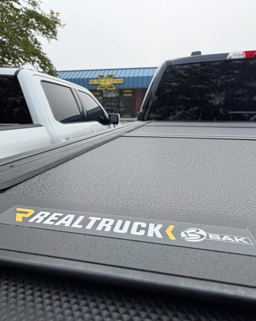 Close-up of a textured BAK hard tonneau cover installed on a pickup bed