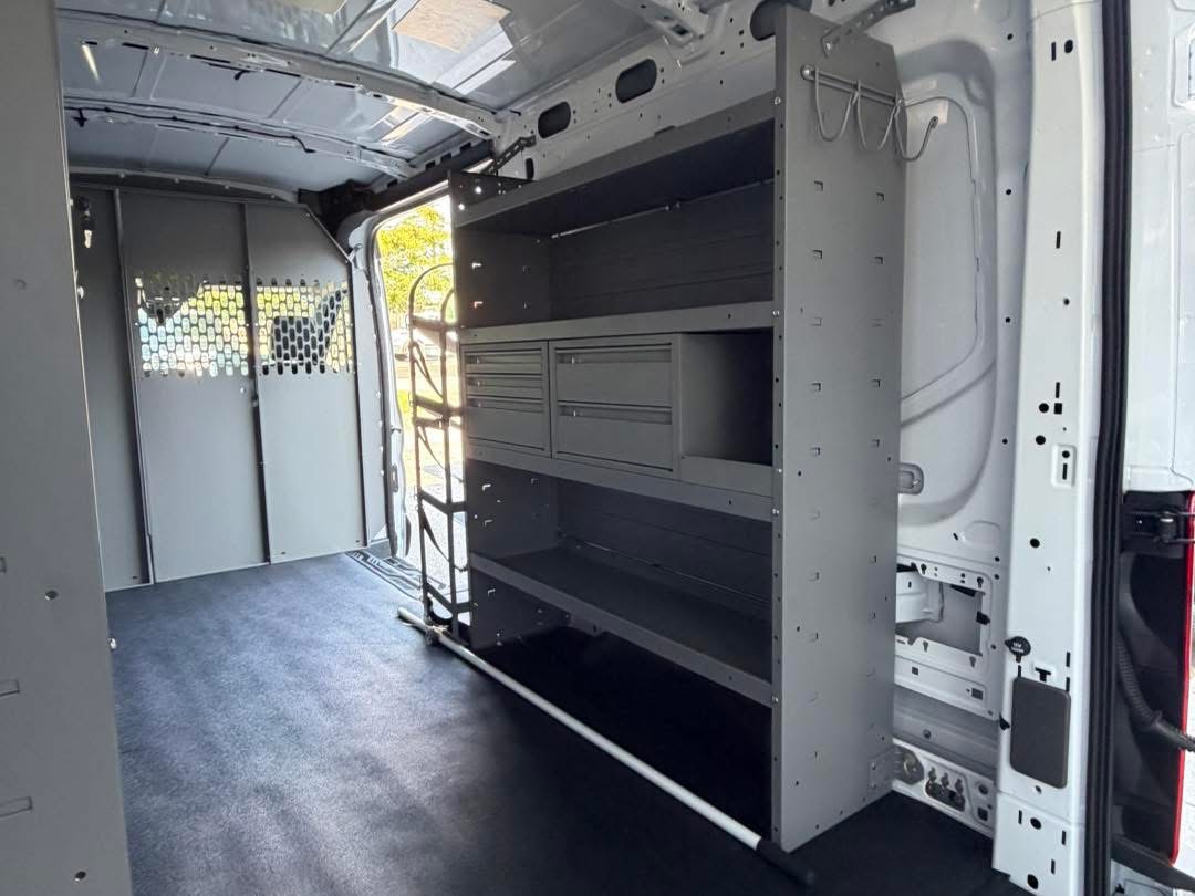 Commercial van shelving and storage viewed from the opposite side